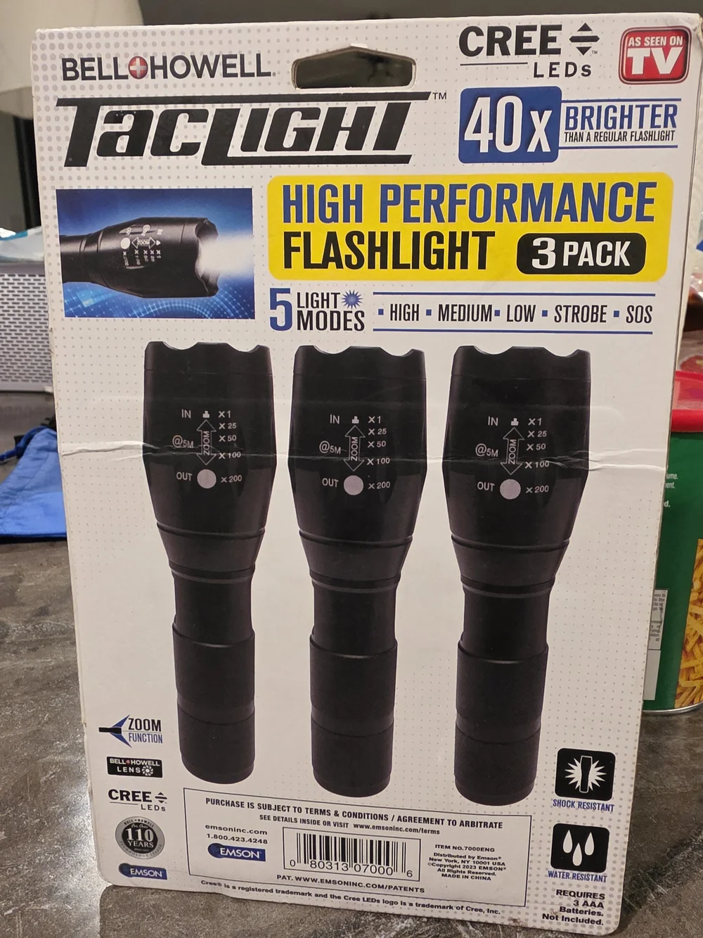 TacLight High Performance Black Flashlight - 3 Pack
